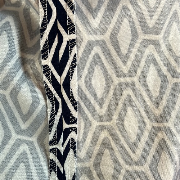 LN Mario Serrani blue/white sleeveless geometric sheath dress SZ 12 - Picture 7 of 9